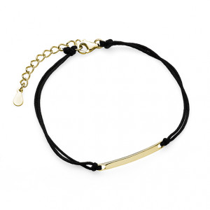 Bratara cu snur negru cu argint placat cu aur galben DiAmanti Z1672BG_B-DIA (Argint 925‰ 0,7 g.)
